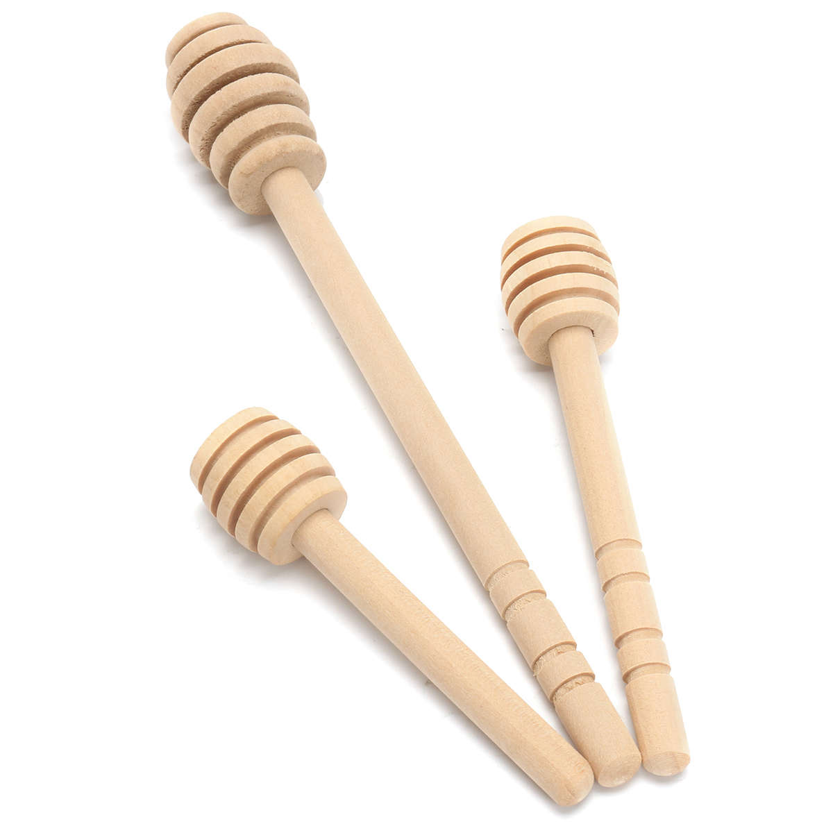 50pcs Wooden Jam Honey Dipper Wood Stirring Rod Stick Spoon Dip Drizzler 8/10/1