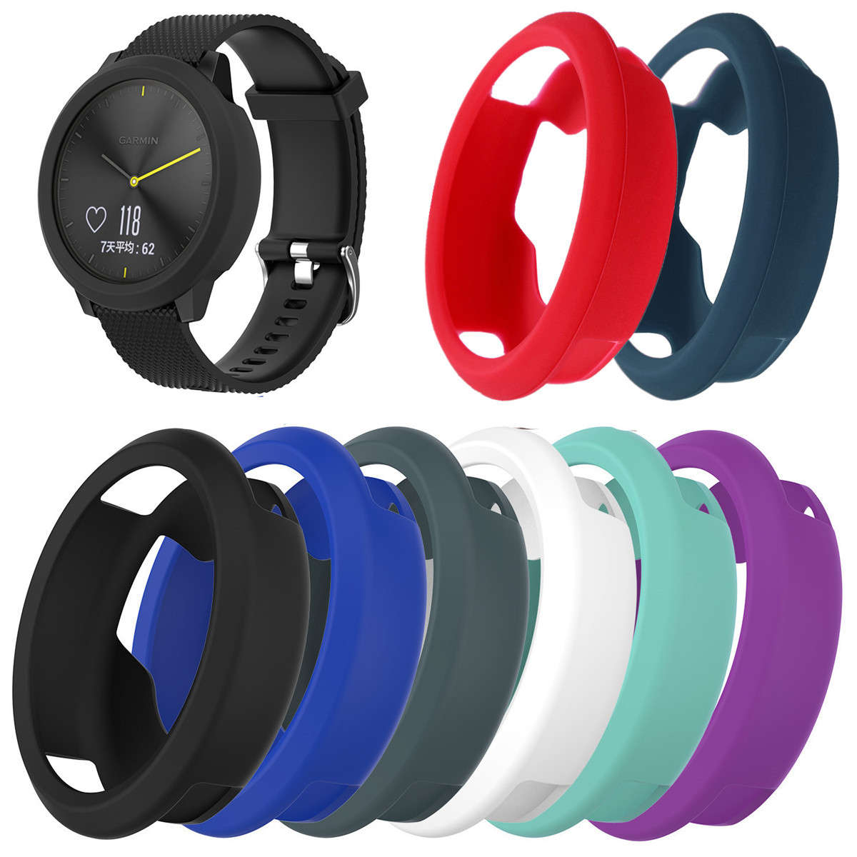 Silicone Watch Cover Protective Skin Case for Garmin Vivomove HR