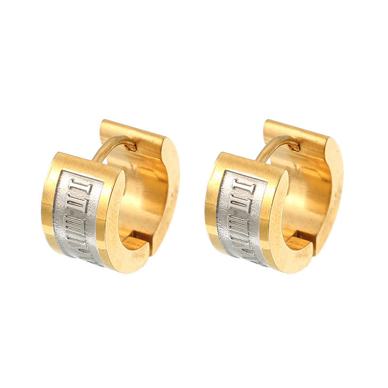Fashion Roman Digital Ear Stud Stainless Steel Earrings Gift for Men