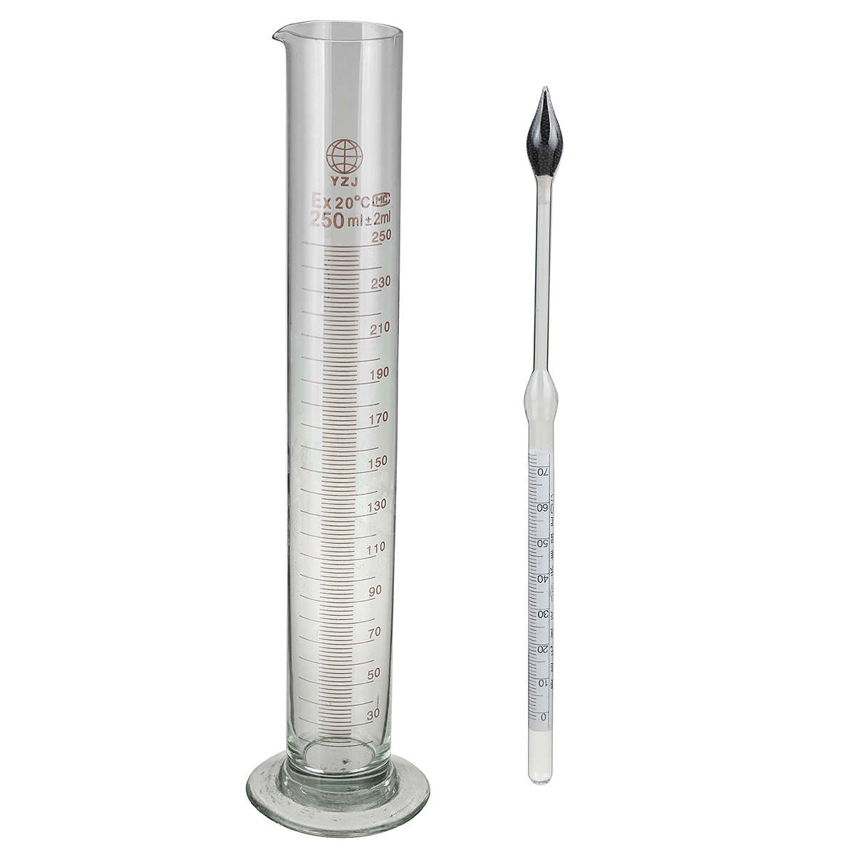 250ml Glass Cylinder Proof Tralle Hydrometer Test Jar Combo for Home Brew Moons