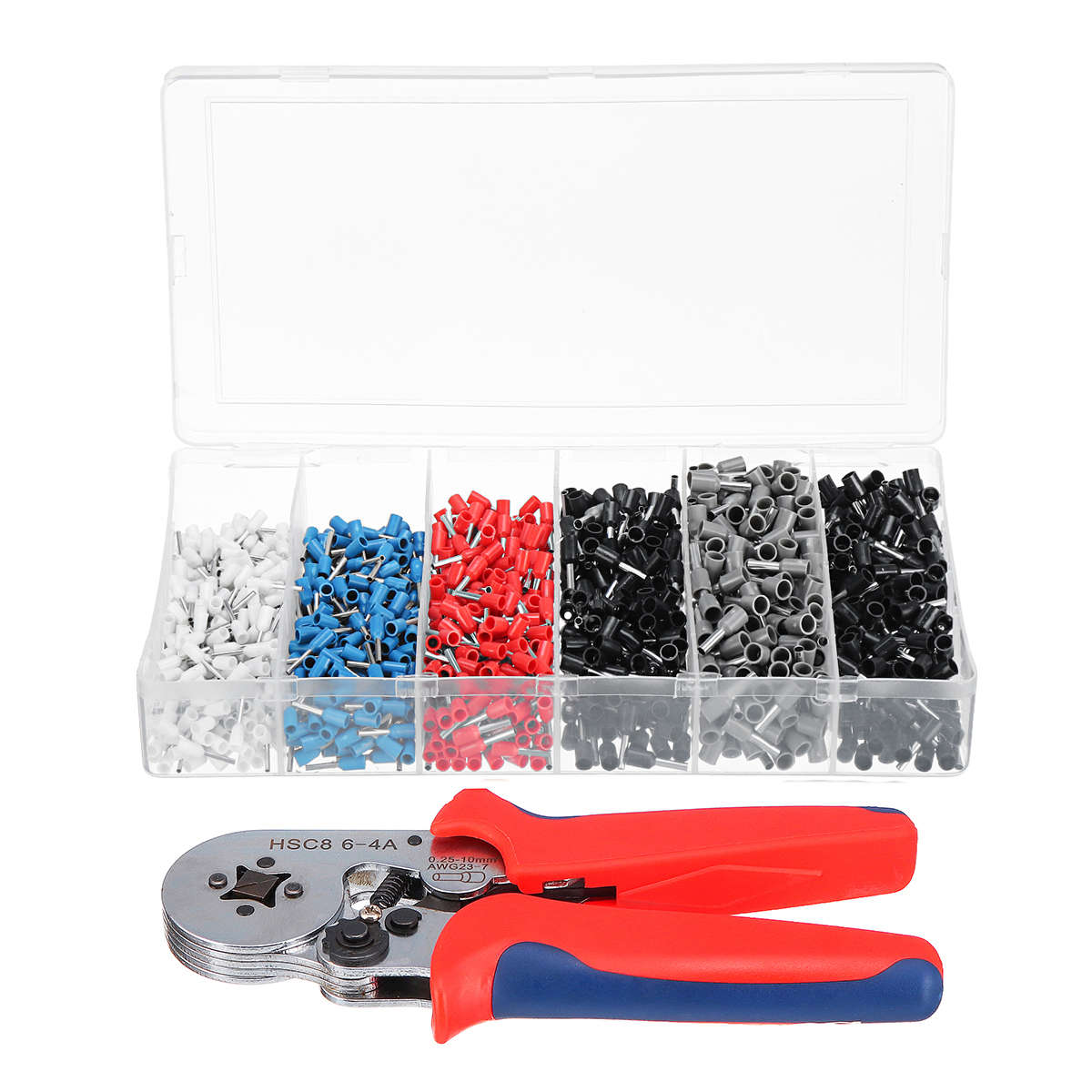 1500Pcs Wire Connector Terminal Bootlace Ferrule Crimper Kit with Ratchet Crimp