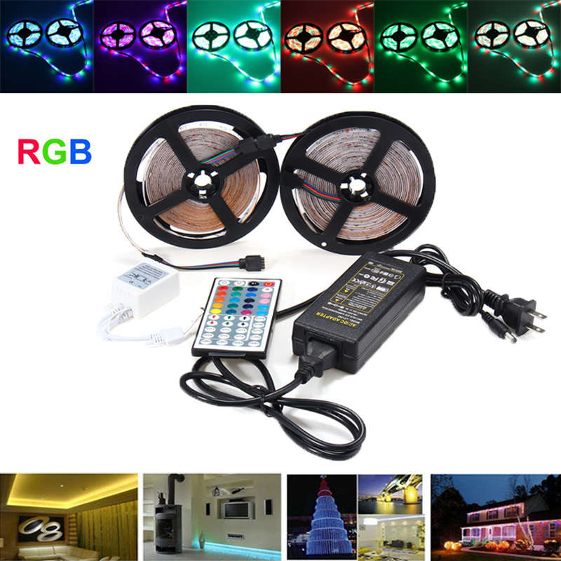 10M 600 LED SMD3528 RGB Color Changing LED Flexible Strip Light Kit + IR Contro