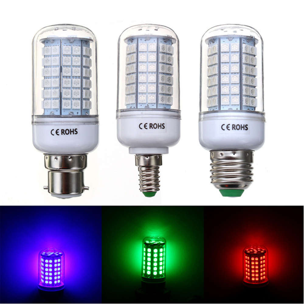 7W E27 B22 E14 5050 SMD Non-dimmable LED Corn Light Bulb Spot Lamp Red Green Bl