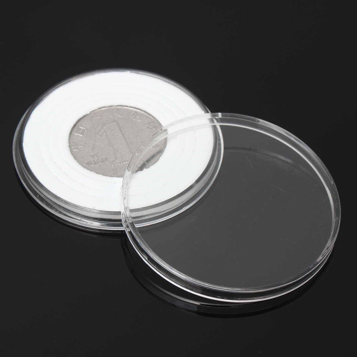 20Pcs Clear Round Coins Holder 46mm Capsules Stroage Case Box Container Display