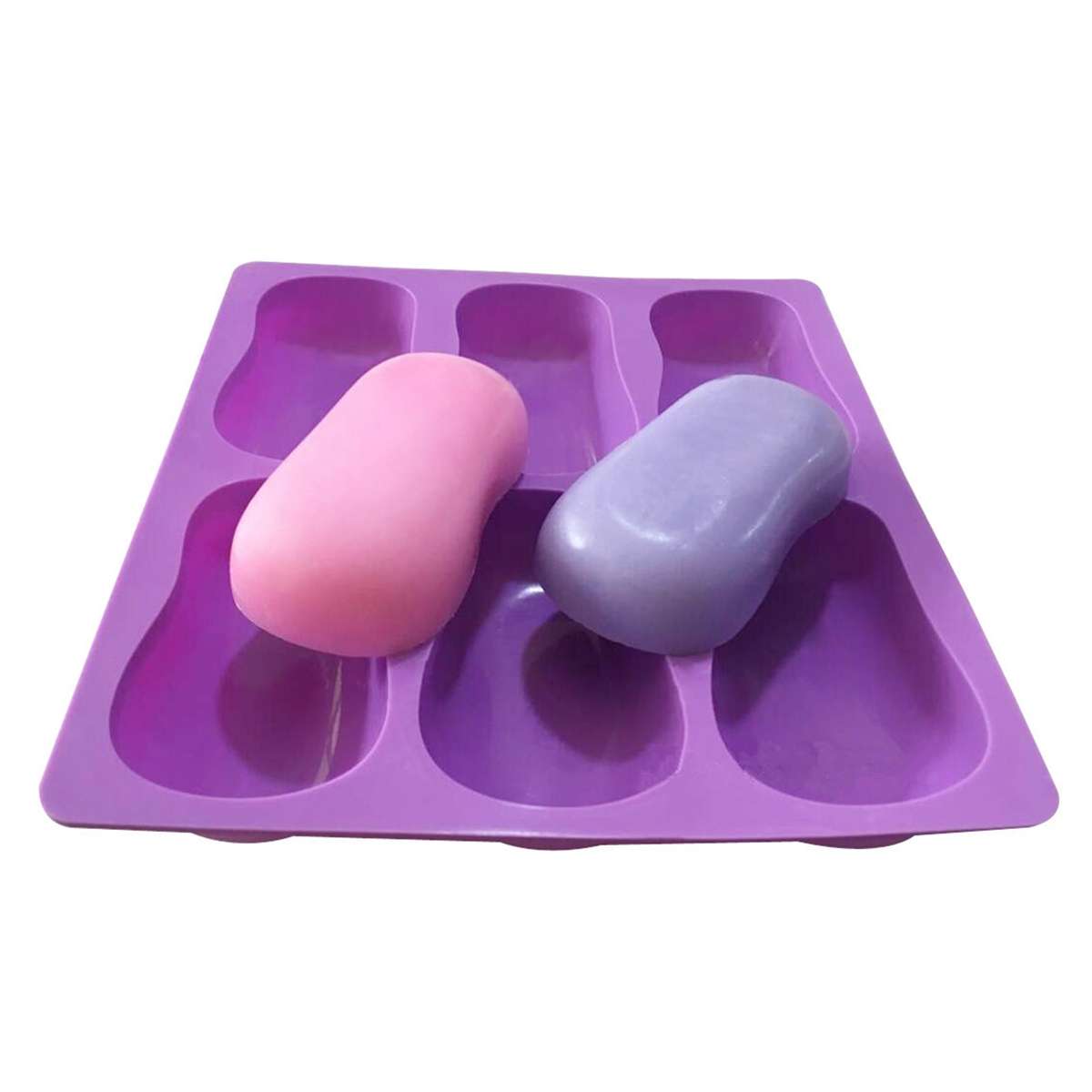 DIY 6 Slots Cake Mold Tool 3D Oval Silicone Soap Mould Baking Mold Handmade Cho
