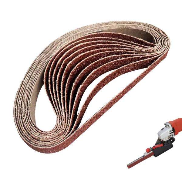 Drillpro 10pcs 60 to 600 Grit 15mm x 452mm Sanding Belts for Angle Grinder Sand