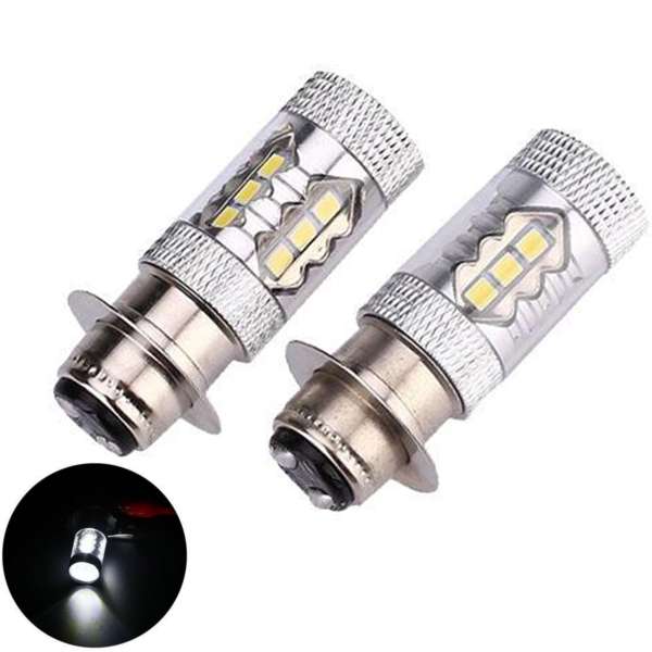 2pcs 12V H6 80W Motorcycle White LED Headlights Bulbs