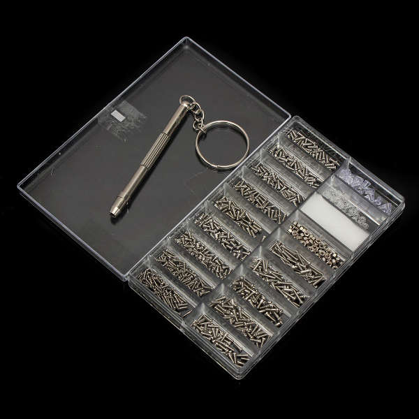 1000Pcs Glasses Sunglasses Watches Pad Screw Nut Kit with Screwdriver Repair To
