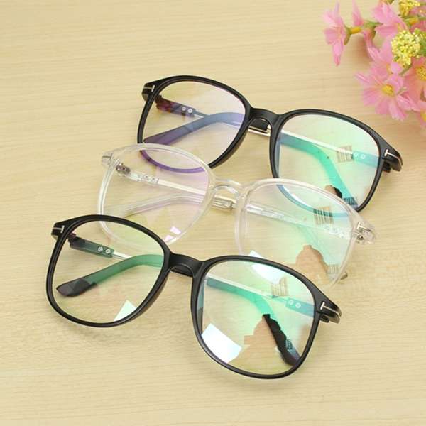 Unisex Full Rim Spectacles Eyeglass Frosted Frame with Transparent Flat Lens