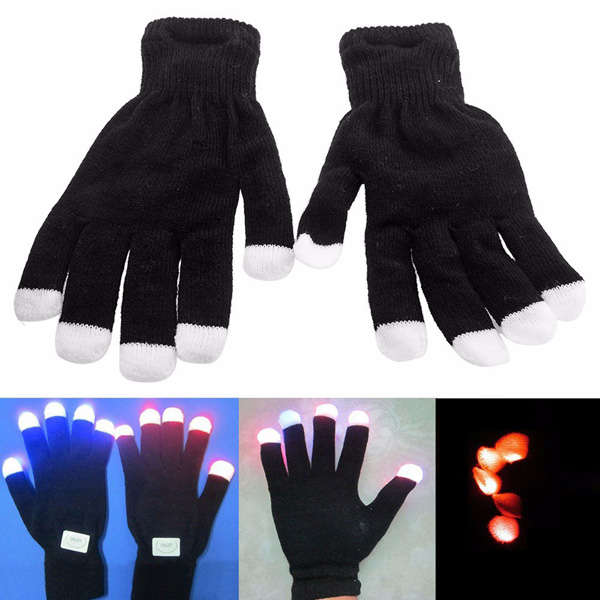 LED Colorful Flashing Glowing Gloves Finger Light Gloves Performance Prop