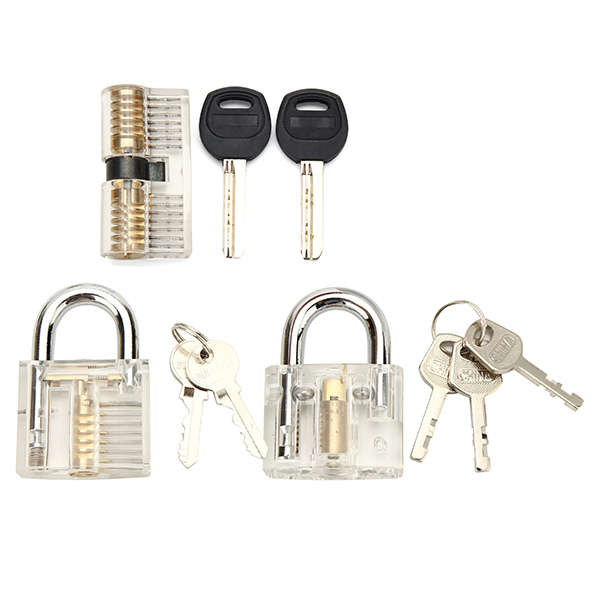 3Pcs Transparent Cutaway Inside View Of Practice Padlock Locksmith Practice Tra
