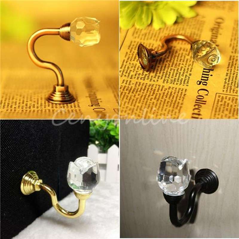 1 pcs Crystal Glass Wall Clothes Towl Tieback Hook Curtain Tassel Hanger