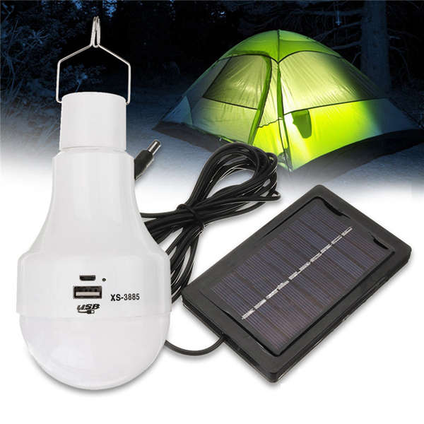 3W Solar Panel Power LED Bulb Light Portable Rechargeable Outdoor Camping Tent