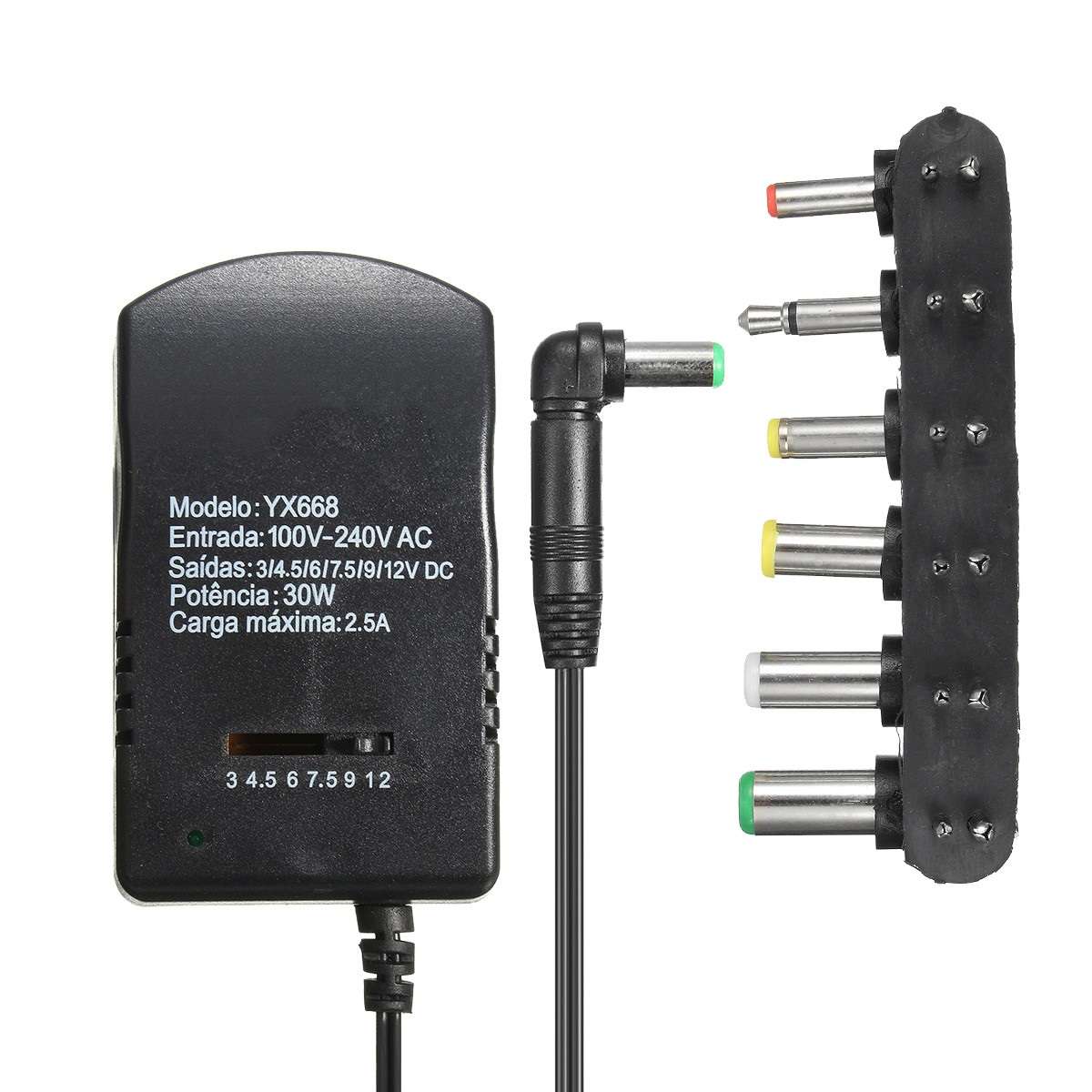 2.5A 30W 6-in-1 Universal AC DC Adapter Converter 3V 4.5V 6V 7.5V 9V 12V Power