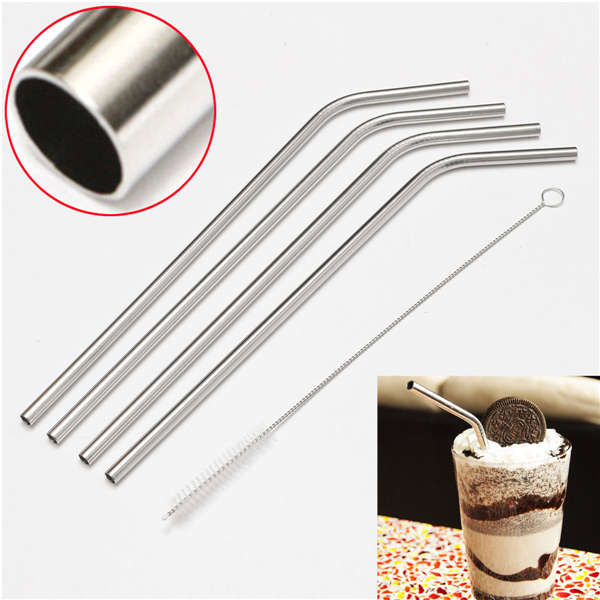 4Pcs 26cm Stainless Steel Drinking Straw With Brush For 30 Oz Yeti Tumbler