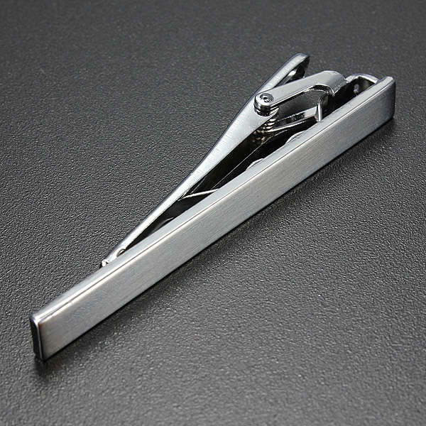 Men's Metal Silver Tone Simple Necktie Tie Clip