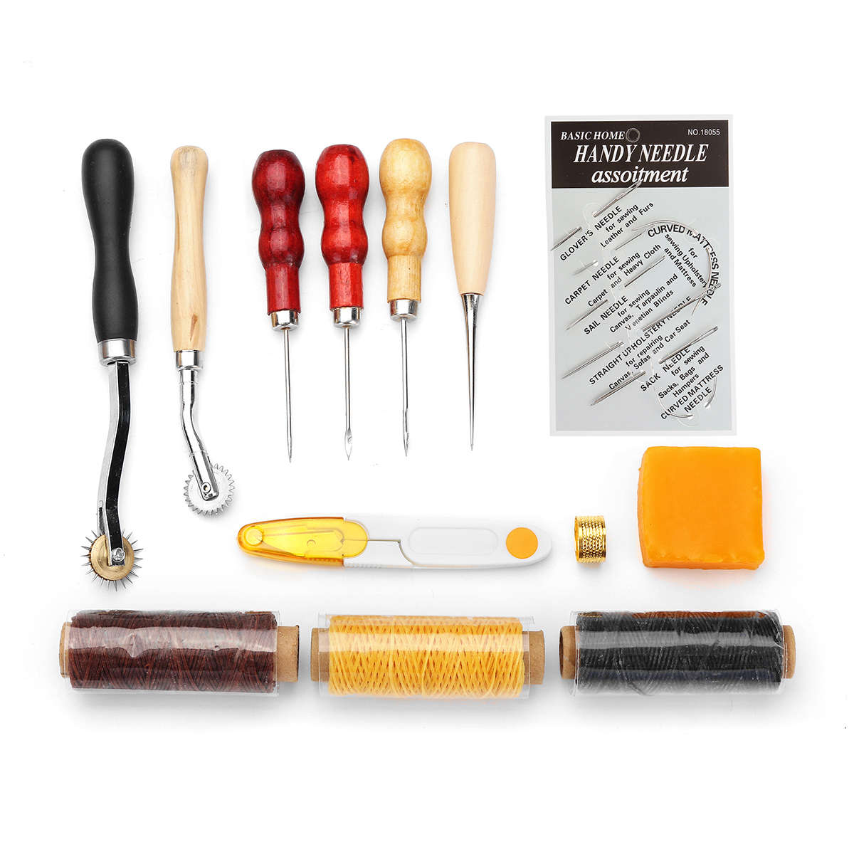 13Pcs Leather Craft Hand Stitching Sewing Tool Kit Thread DIY Leather Carving T