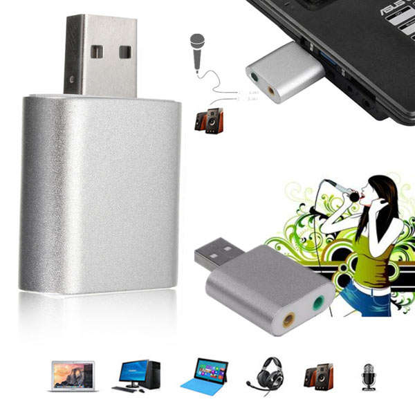 Aluminum USB External Stereo 7.1 Channel 3D Sound Card Adapter