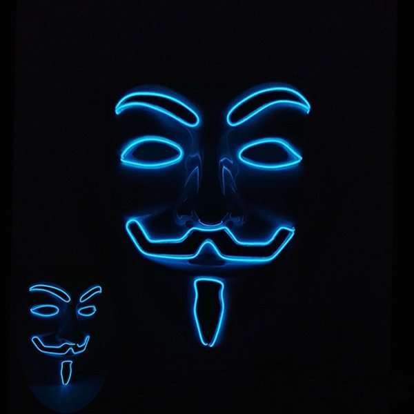 Halloween LED Glowing Vendetta EL Mask Light up for Cosplay Party