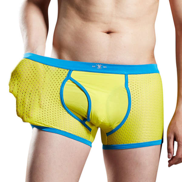 Mens Mesh Breathable Ice Silk Soft Comfy U Convex Underwear Boxers 6 Colors