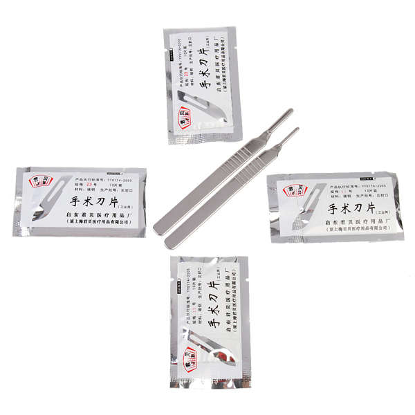 40pcs Carbon Steel Surgical Scalpel Blades with 2pcs Handle