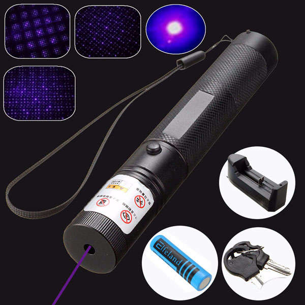 303 450nm 1mw Purple Light Laser Pointer Suit Set+ 18650 Battery + Charger