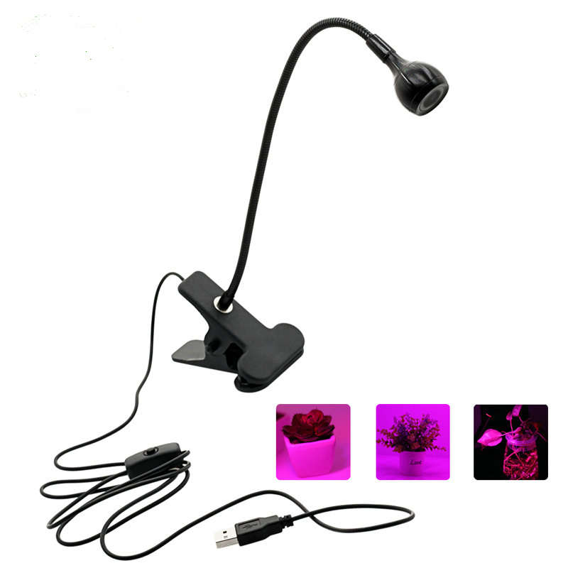 Household LED Grow Light Flexible Clip USB Power Supply Growing Lamp for Indoor