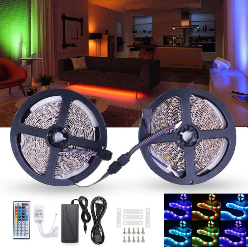 10M 600 LED Color Changing SMD3528 RGB LED Strip Tape Rope Light Kit + IR Contr