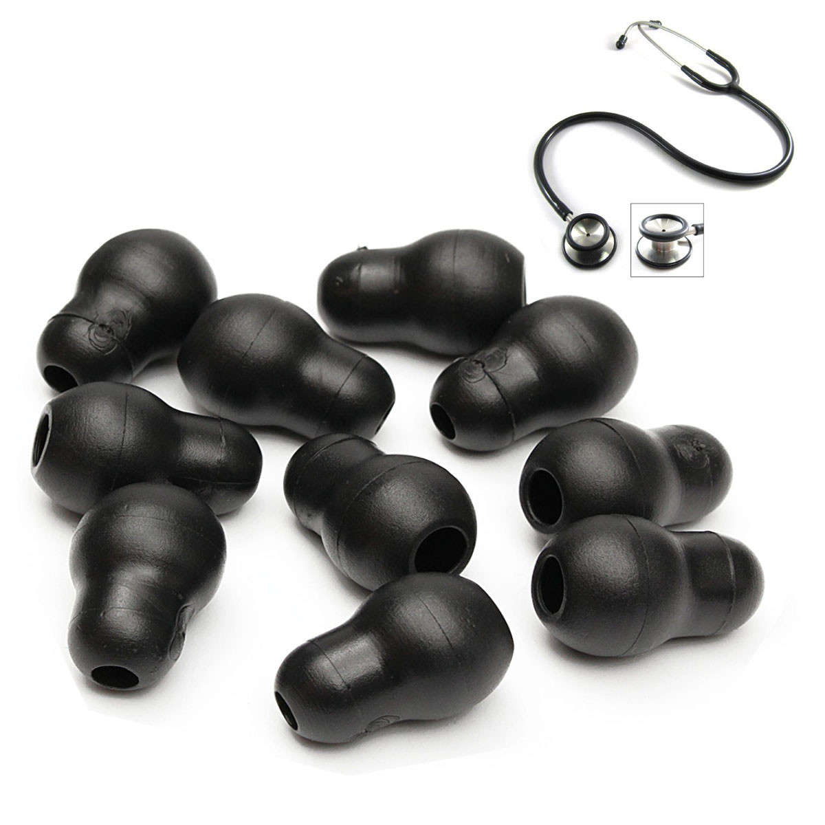 10pcs 2cm Silicone Black Super Soft Earplug Eartips Earpieces For Littmann Stet