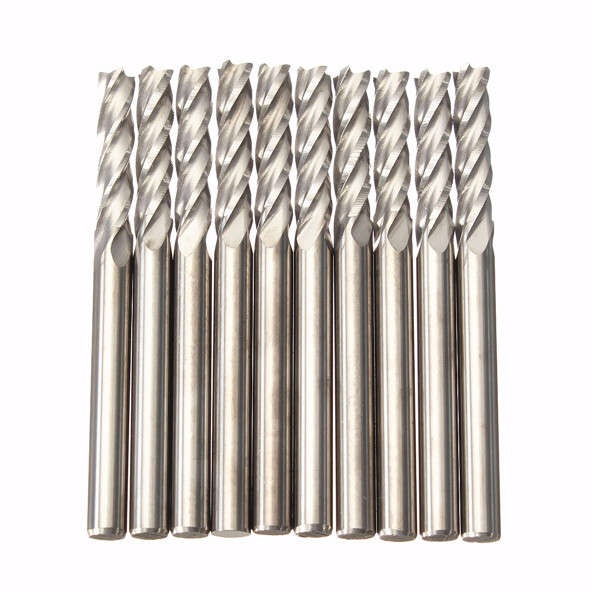 10pcs 3.175mm Shank Carbide Milling Cutter CNC 4 Flute Spiral Bit End Mill CEL