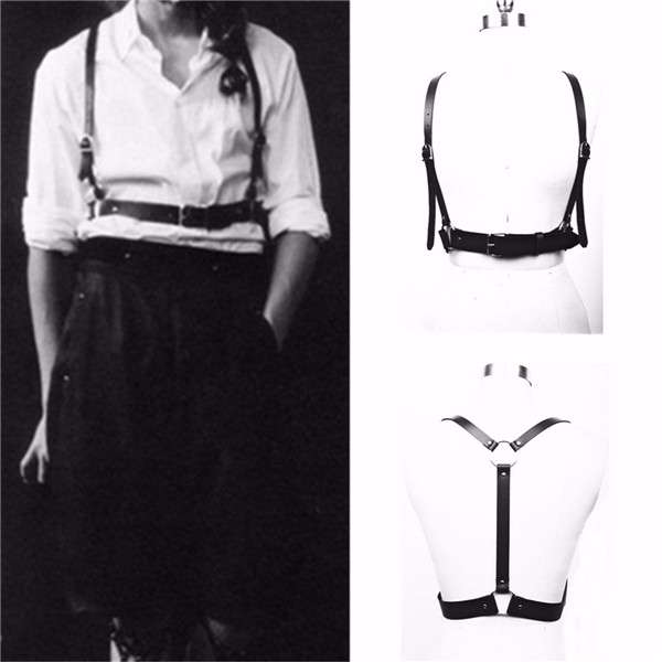 Men Women Handmade Leather Body Harnes Suspenders Corset Body Bondage Waist Bel