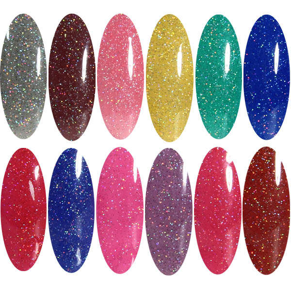 12 Neon Colors Vivid Shiny Micro Glitter UV Gel Polish Nail Art Soak Off 12ml