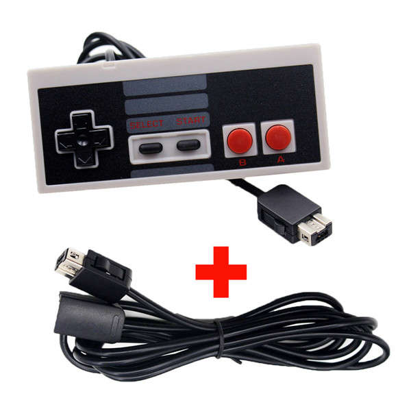 Black Controller Gamepad With Extension Cable For Nintendo NES Mini Classic Edi