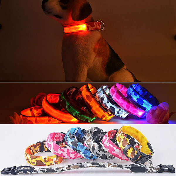 S Pet Dog LED Collar Nylon Safety Light-up Flashing Collar