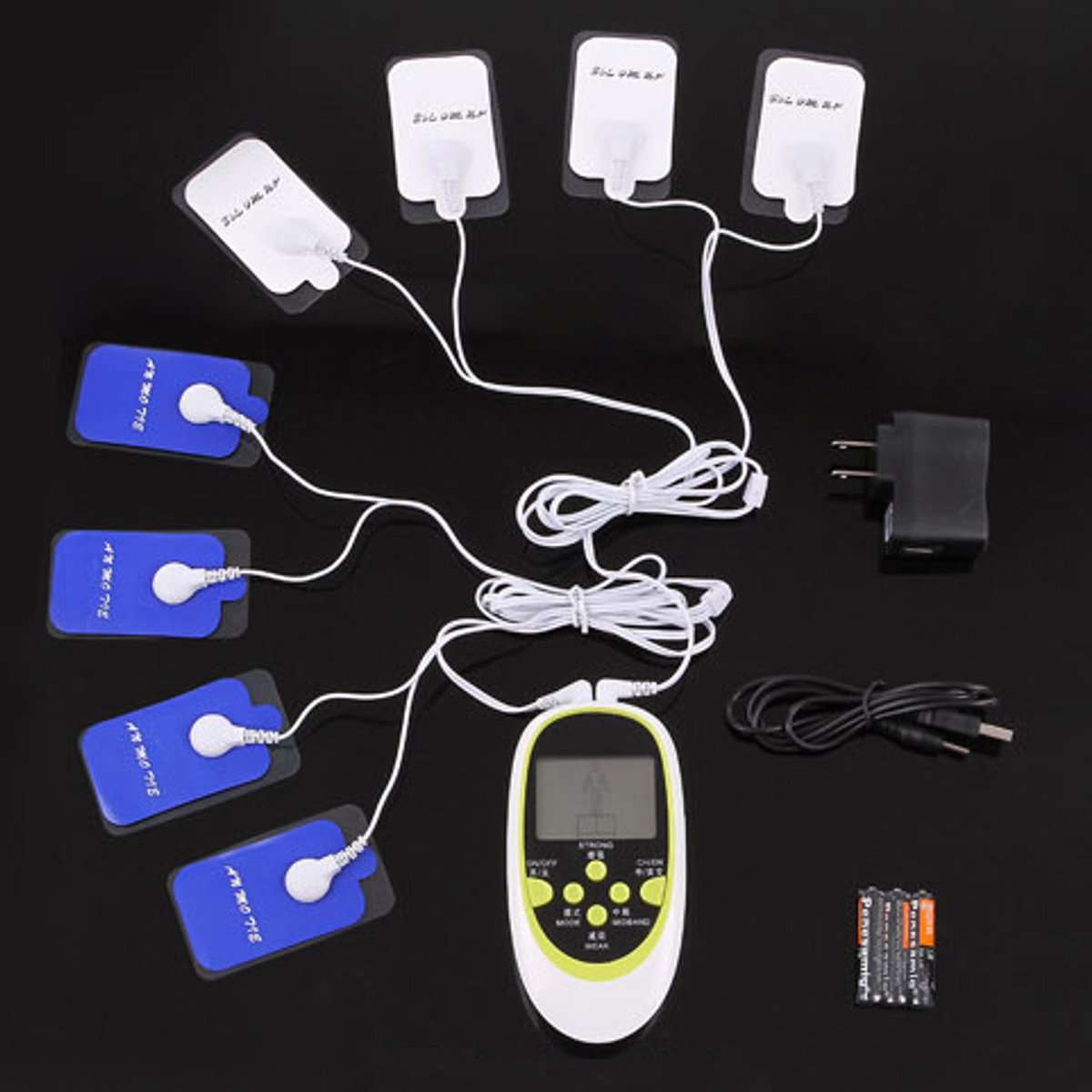 Digital Dual Output  Electric Physiotherapy Acupuncture Massager 8 Electrodes