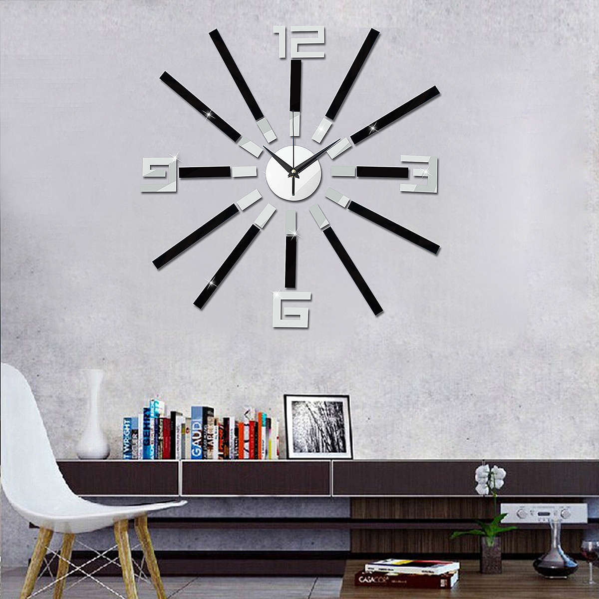 DIY Wall Clock Modern Art 3D Self Adhesive Sticker Design For Home Office Room
