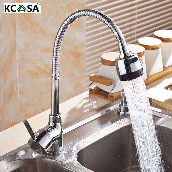 KCASA Kitchen Faucet Solid Brass Pull Tap Flexible Hot Cold Taps Water Outlet