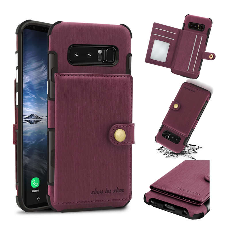 Brushed Finish Vintage Wallet Card Slots Protective Case For Samsung Galaxy Not