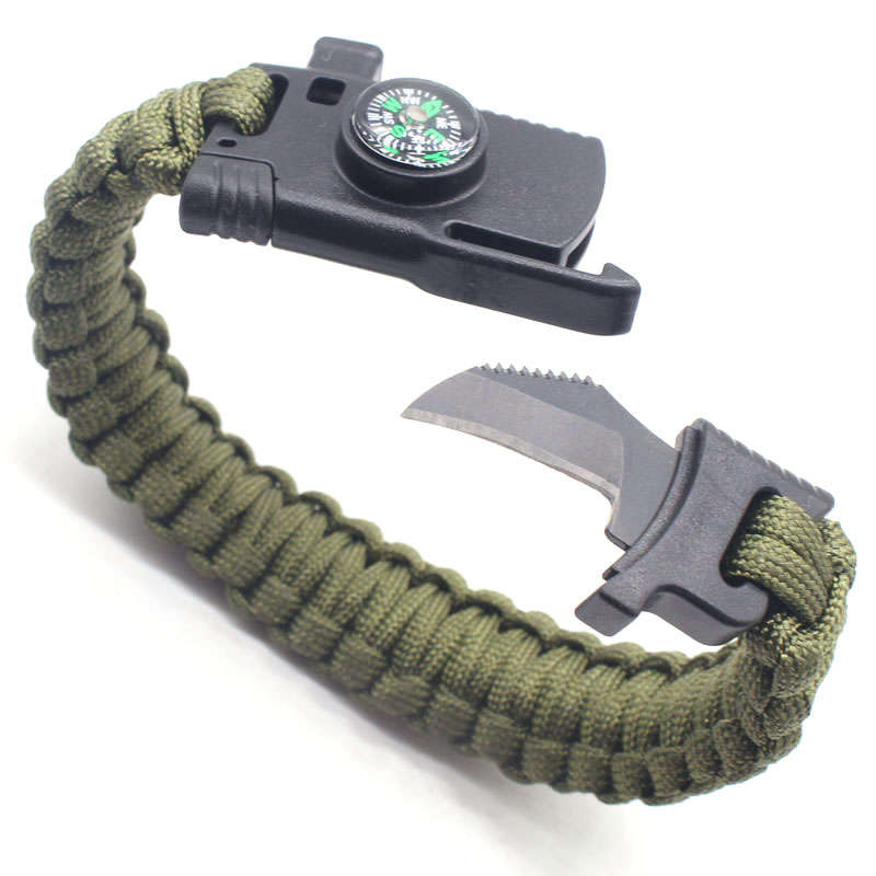 IPRee 4 In 1 EDC Survival Bracelet Outdoor Emergency 7 Core Paracord Whistle Co