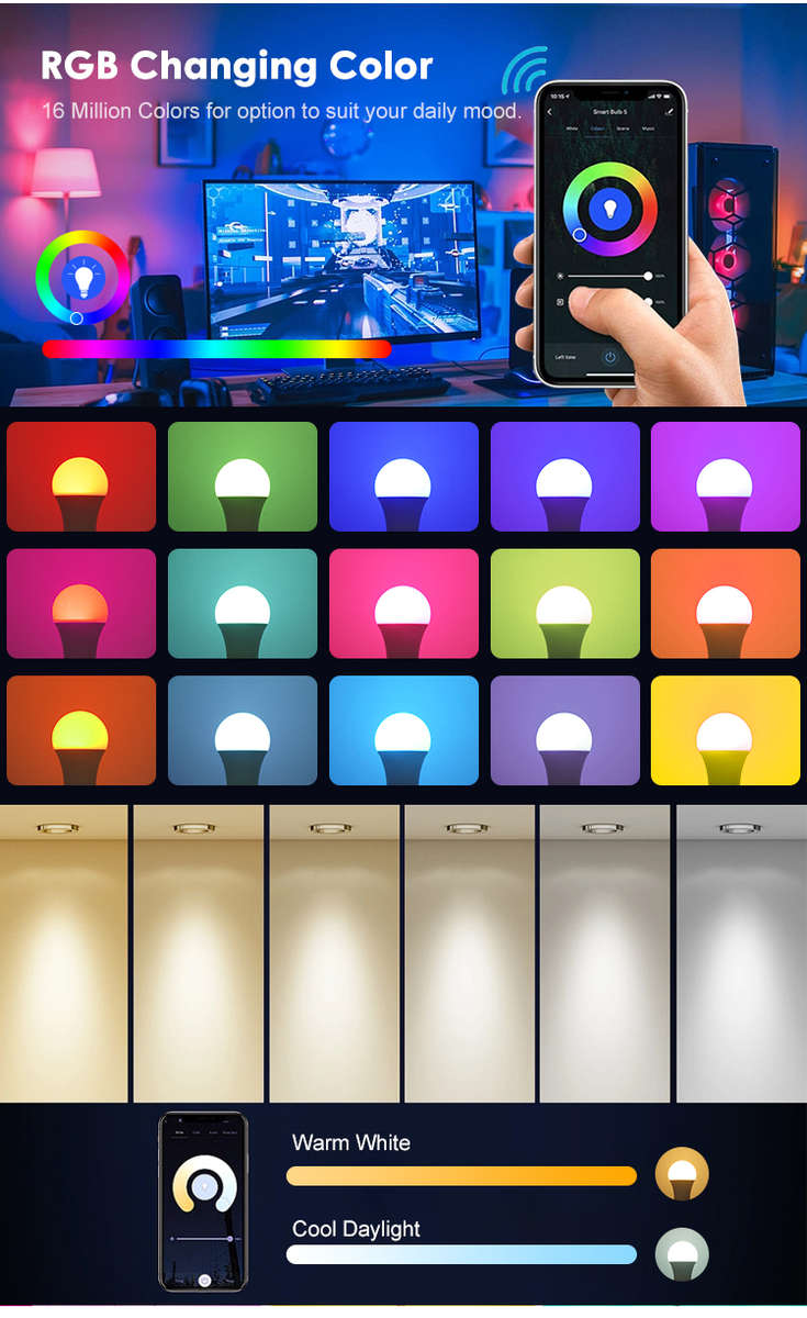 Tuya Smart RGB LED Bulb WIFI & APP Control
