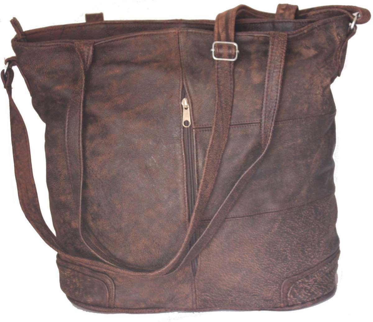 Genuine Leather Handbags Giant Dark Choc Shopper