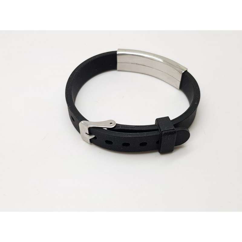 Black Silicone Medical Alert Bracelet with free engraving