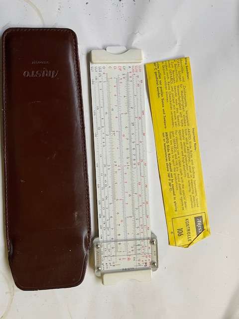 Vintage Calculators & Aristo Slide Rule Set with Cases and Original Manuals