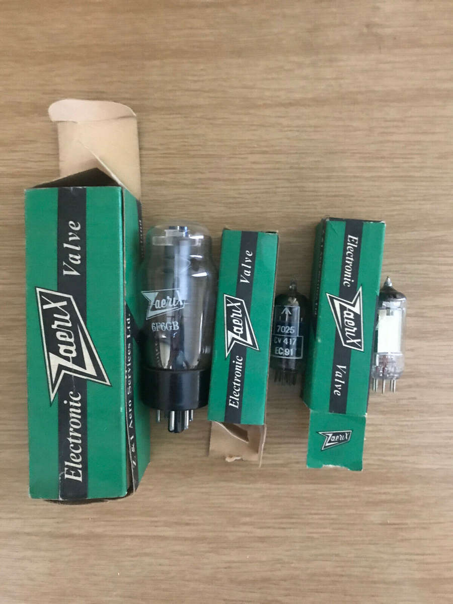 Zaerix EC91 2D21 6F6GB singles. NOS Vacuum tubes. In original Packaging. Vintage