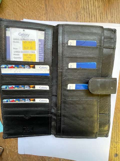 Galaxy Genuine Black Leather Long Clutch Wallet (Model UCF 302)