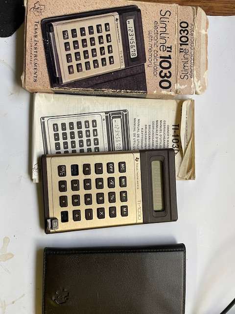 Vintage Calculators & Aristo Slide Rule Set with Cases and Original Manuals