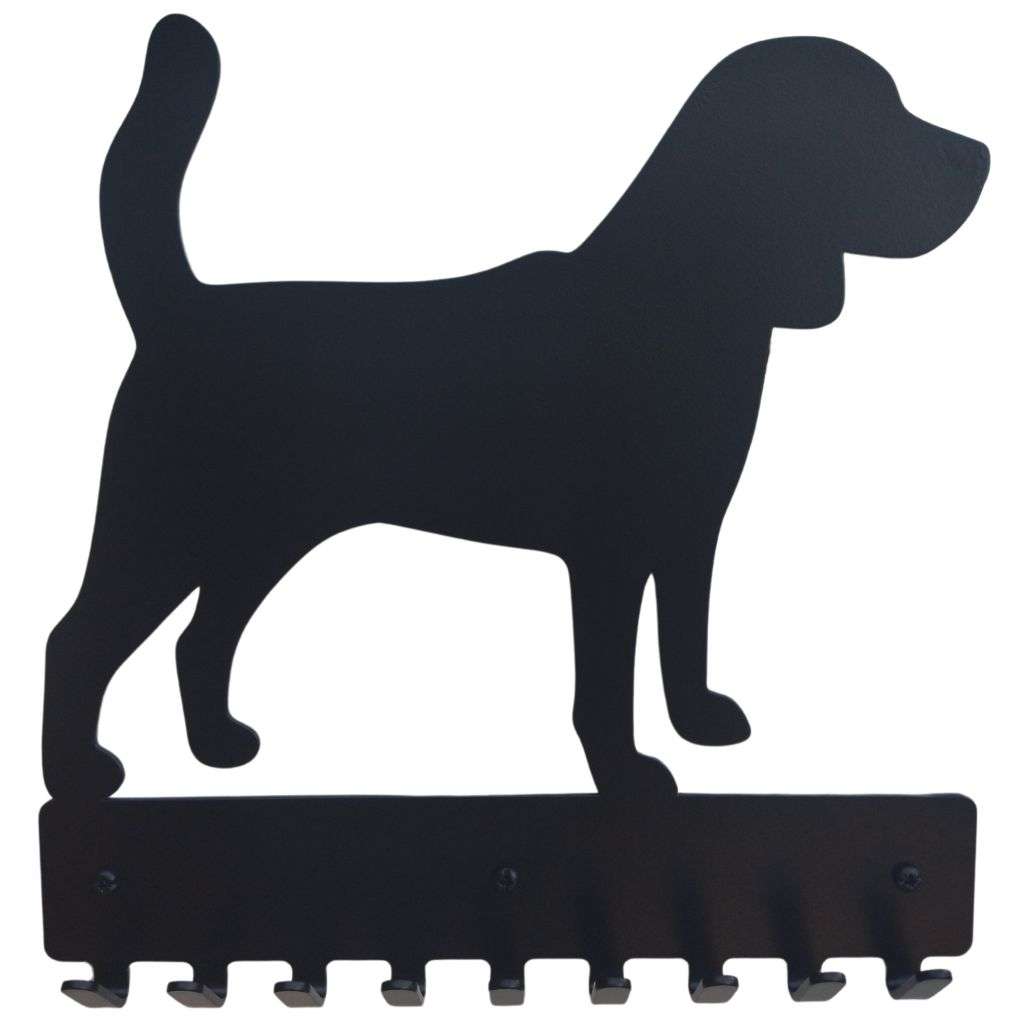 Eboy Steel Beagle Key Rack or Leash Hanger - 9 Hooks - Black