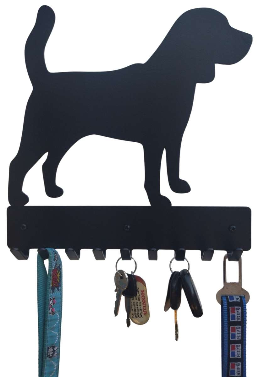 Eboy Steel Beagle Key Rack or Leash Hanger - 9 Hooks - Black