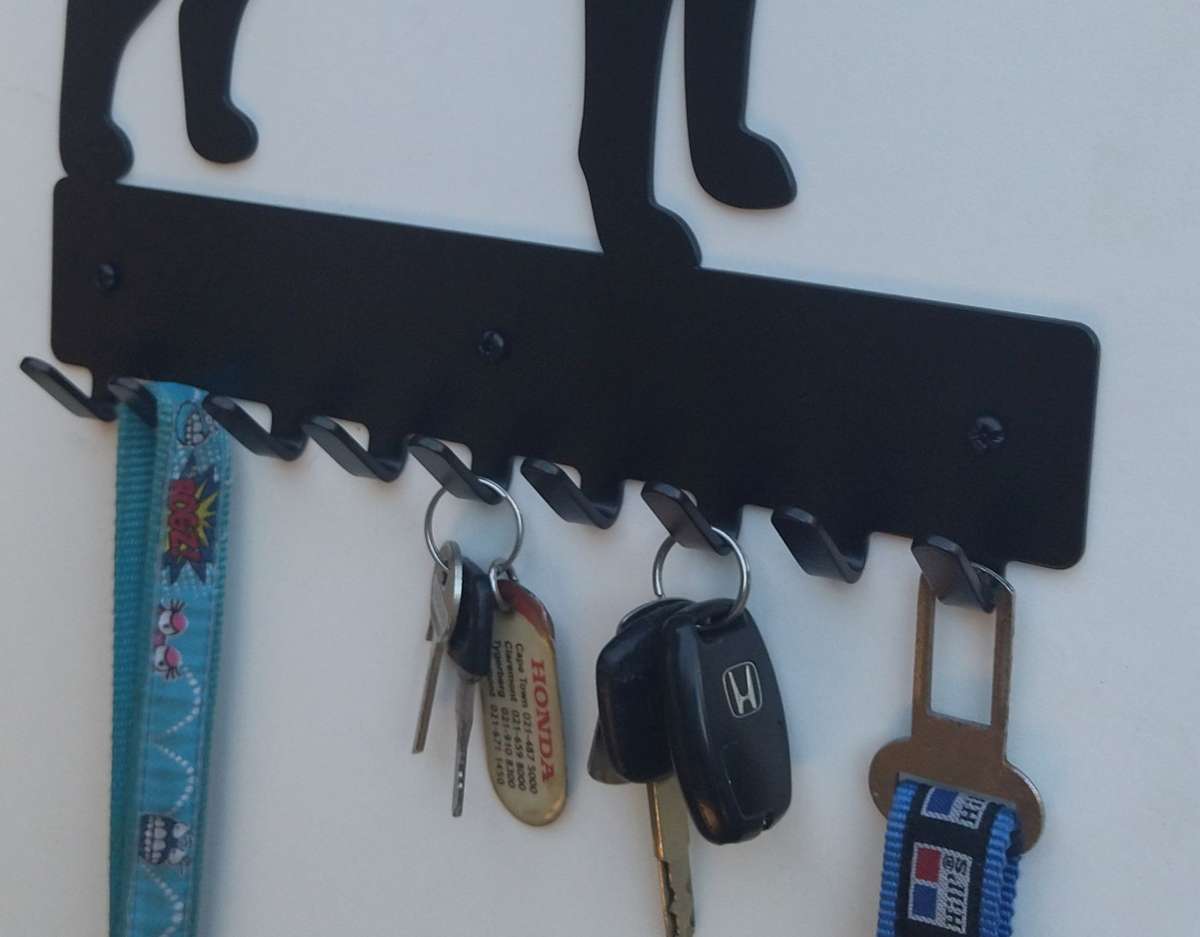 Eboy Steel Beagle Key Rack or Leash Hanger - 9 Hooks - Black