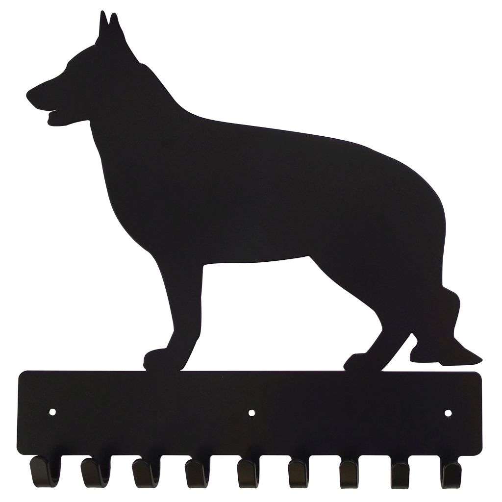Eboy Steel German Shepherd Key Rack or Leash Hanger - 9 Hooks - Black